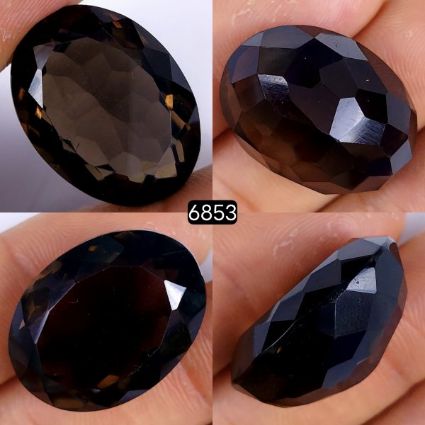 44Cts Natural Smoky Quartz Cabochon Lot Healing Crystals, Loose gemstones Champagne quartz, Oval Shape Smokey quartz, Faceted Quartz for jewelry 26x19mm#6853