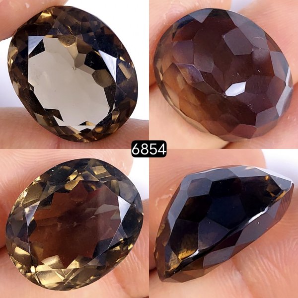 33Cts Natural Smoky Quartz Cabochon Lot Healing Crystals, Loose gemstones Champagne quartz, Oval Shape Smokey quartz, Faceted Quartz for jewelry 24x18mm#6854