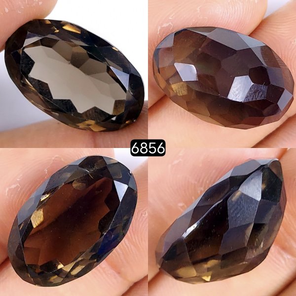 31Cts Natural Smoky Quartz Cabochon Lot Healing Crystals, Loose gemstones Champagne quartz, Oval Shape Smokey quartz, Faceted Quartz for jewelry 24x15mm#6856