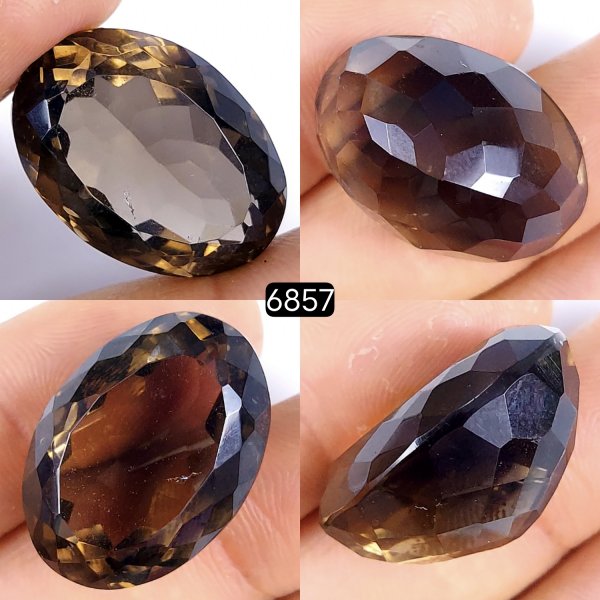 43Cts Natural Smoky Quartz Cabochon Lot Healing Crystals, Loose gemstones Champagne quartz, Oval Shape Smokey quartz, Faceted Quartz for jewelry 25x18mm#6857