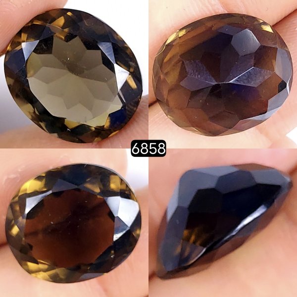 22Cts Natural Smoky Quartz Cabochon Lot Healing Crystals, Loose gemstones Champagne quartz, Oval Shape Smokey quartz, Faceted Quartz for jewelry 20x17mm#6858