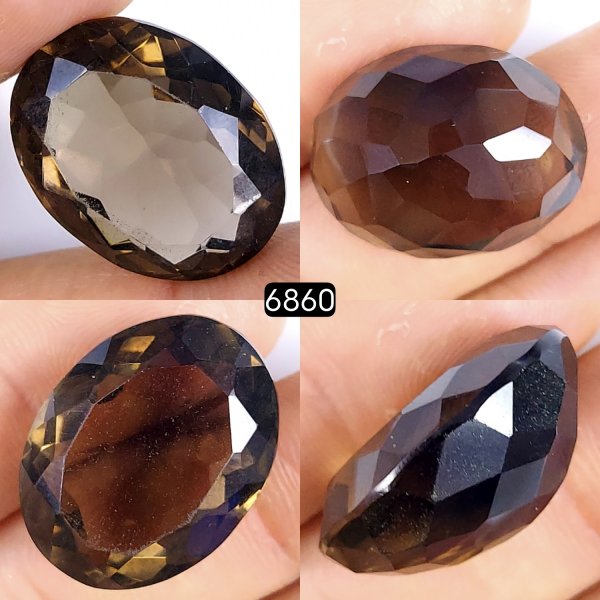 36Cts Natural Smoky Quartz Cabochon Lot Healing Crystals, Loose gemstones Champagne quartz, Oval Shape Smokey quartz, Faceted Quartz for jewelry 24x18mm#6860