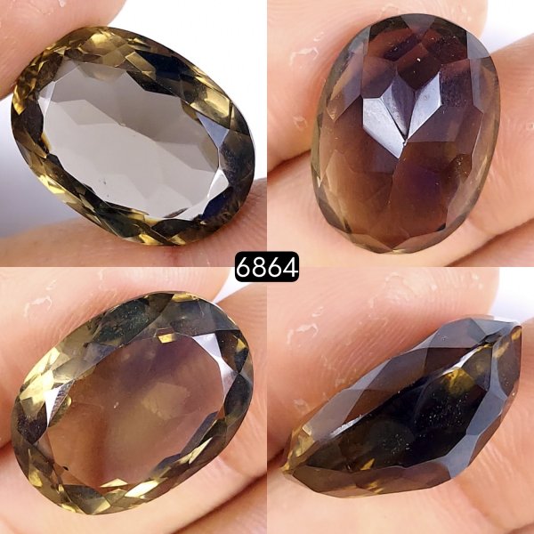 25Cts Natural Smoky Quartz Cabochon Lot Healing Crystals, Loose gemstones Champagne quartz, Oval Shape Smokey quartz, Faceted Quartz for jewelry 24x17mm#6864