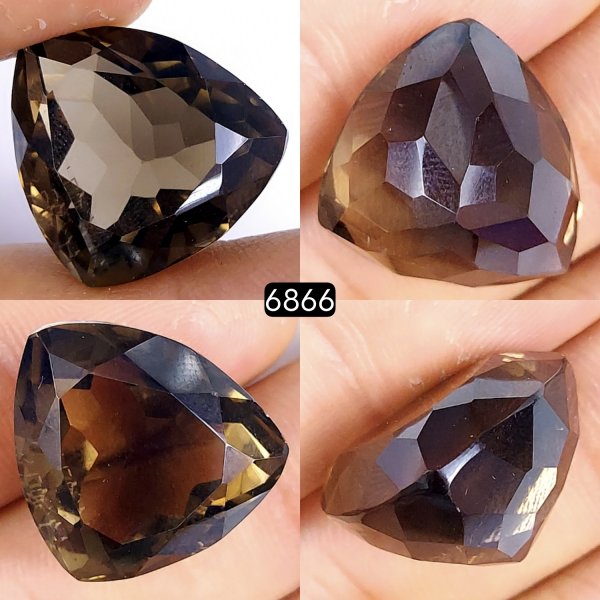 31Cts Natural Smoky Quartz Cabochon Lot Healing Crystals, Loose gemstones Champagne quartz, Triangle Shape Smokey quartz, Faceted Quartz for jewelry 21x21mm#6866