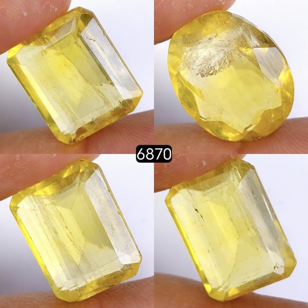 4 Pcs Lot 109Cts Natural Yellow Fluorite Faceted Cabochon Lot Healing Crystals, Loose gemstones Faceted Quartz for jewelry 22x16 17x13mm#6870