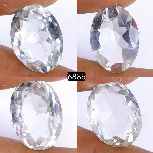 4Pcs 43Cts Natural Crystal Quartz Faceted Cabochon Gemstone Clear Quartz Crystal Loose Gemstone for Jewelry Making Mixed Shape Pendents 20x15 17x13 mm#6885