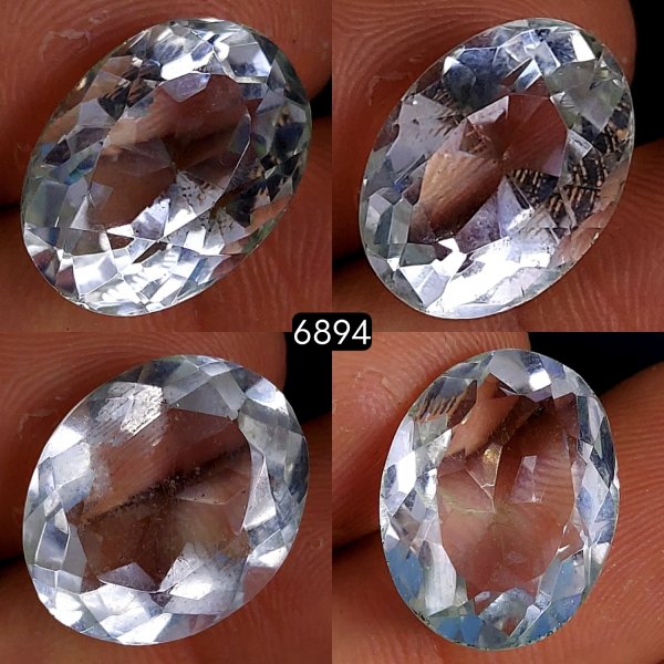 4Pcs 57Cts Natural Crystal Quartz Faceted Cabochon Gemstone Clear Quartz Crystal Loose Gemstone for Jewelry Making Mixed Shape Pendents 20x16 16x12mm#6894