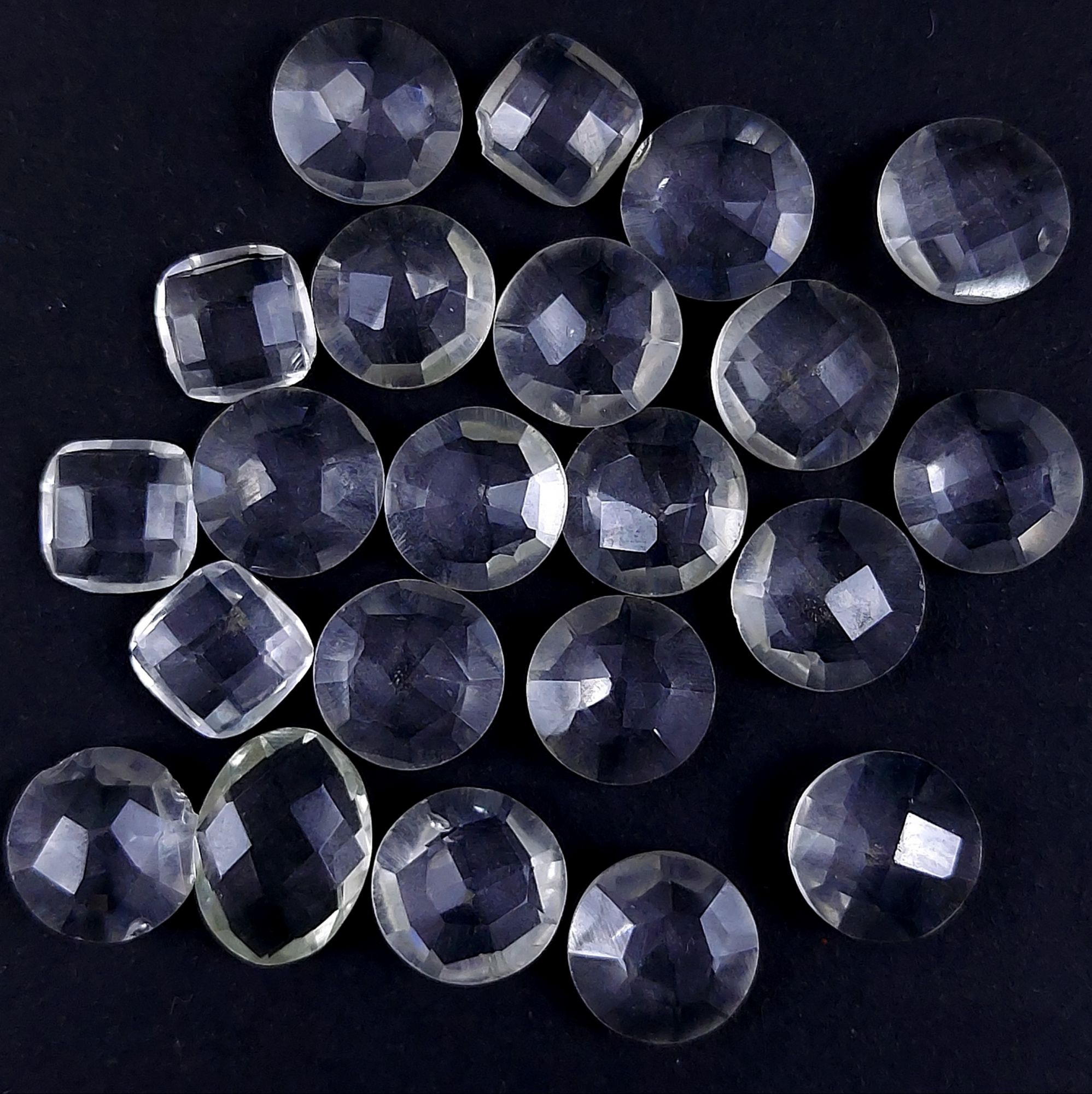 22Pcs 56Cts Natural Crystal Quartz Faceted Cabochon Gemstone Clear Quartz Crystal Briolite Loose Gemstone for jewelry Making 13x10 8x8mm#G-1645