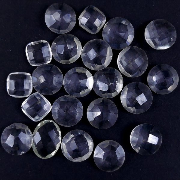 22Pcs 56Cts Natural Crystal Quartz Faceted Cabochon Gemstone Clear Quartz Crystal Briolite Loose Gemstone for jewelry Making 13x10 8x8mm#6900