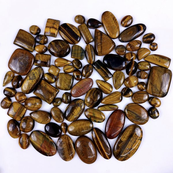 79Pcs 1577Cts Natural Tiger Eye Cabochon Loose Gemstone Tiger Eye Gemstone Smooth Both Side Polish Shiny Color Tiger Eye Gemstone 37x22 13x8mm#6904