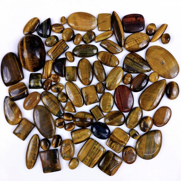 77Pcs 1718Cts Natural Tiger Eye Cabochon Loose Gemstone Tiger Eye Gemstone Smooth Both Side Polish Shiny Color Tiger Eye Gemstone 37x22 13x8mm#6910