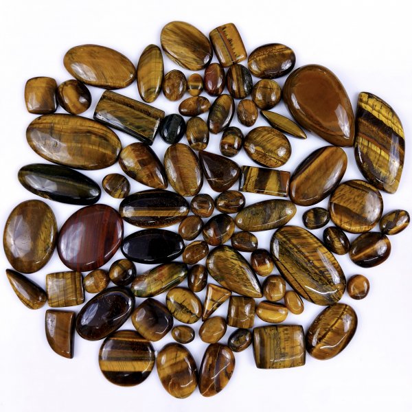 74Pcs 1615Cts Natural Tiger Eye Cabochon Loose Gemstone Tiger Eye Gemstone Smooth Both Side Polish Shiny Color Tiger Eye Gemstone 37x22 13x8mm#6912