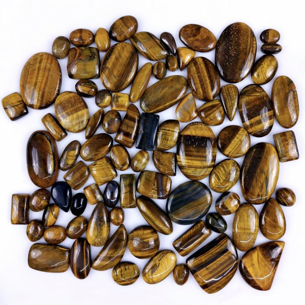 80Pcs 1648Cts Natural Tiger Eye Cabochon Loose Gemstone Tiger Eye Gemstone Smooth Both Side Polish Shiny Color Tiger Eye Gemstone 37x22 13x8mm#6913