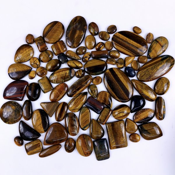 76Pcs 1680Cts Natural Tiger Eye Cabochon Loose Gemstone Tiger Eye Gemstone Smooth Both Side Polish Shiny Color Tiger Eye Gemstone 37x22 13x8mm#6916