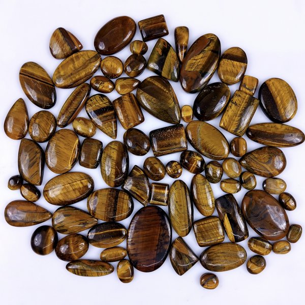 71Pcs 1621Cts Natural Tiger Eye Cabochon Loose Gemstone Tiger Eye Gemstone Smooth Both Side Polish Shiny Color Tiger Eye Gemstone 37x22 13x8mm#6919