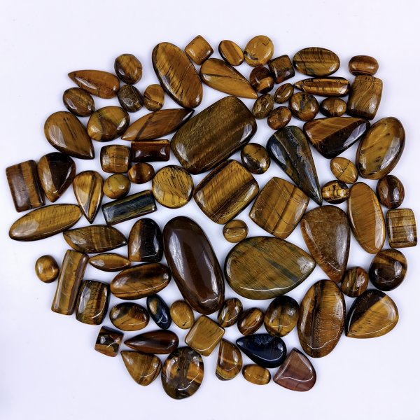 76Pcs 1590Cts Natural Tiger Eye Cabochon Loose Gemstone Tiger Eye Gemstone Smooth Both Side Polish Shiny Color Tiger Eye Gemstone 37x22 13x8mm#6920