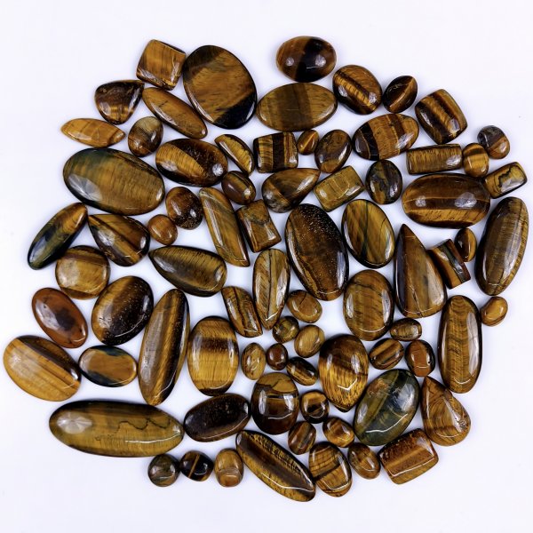 76Pcs 1672Cts Natural Tiger Eye Cabochon Loose Gemstone Tiger Eye Gemstone Smooth Both Side Polish Shiny Color Tiger Eye Gemstone 37x22 13x8mm#6922