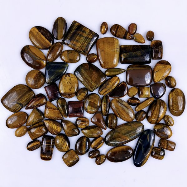 68Pcs 1546Cts Natural Tiger Eye Cabochon Loose Gemstone Tiger Eye Gemstone Smooth Both Side Polish Shiny Color Tiger Eye Gemstone 37x22 13x8mm#6949