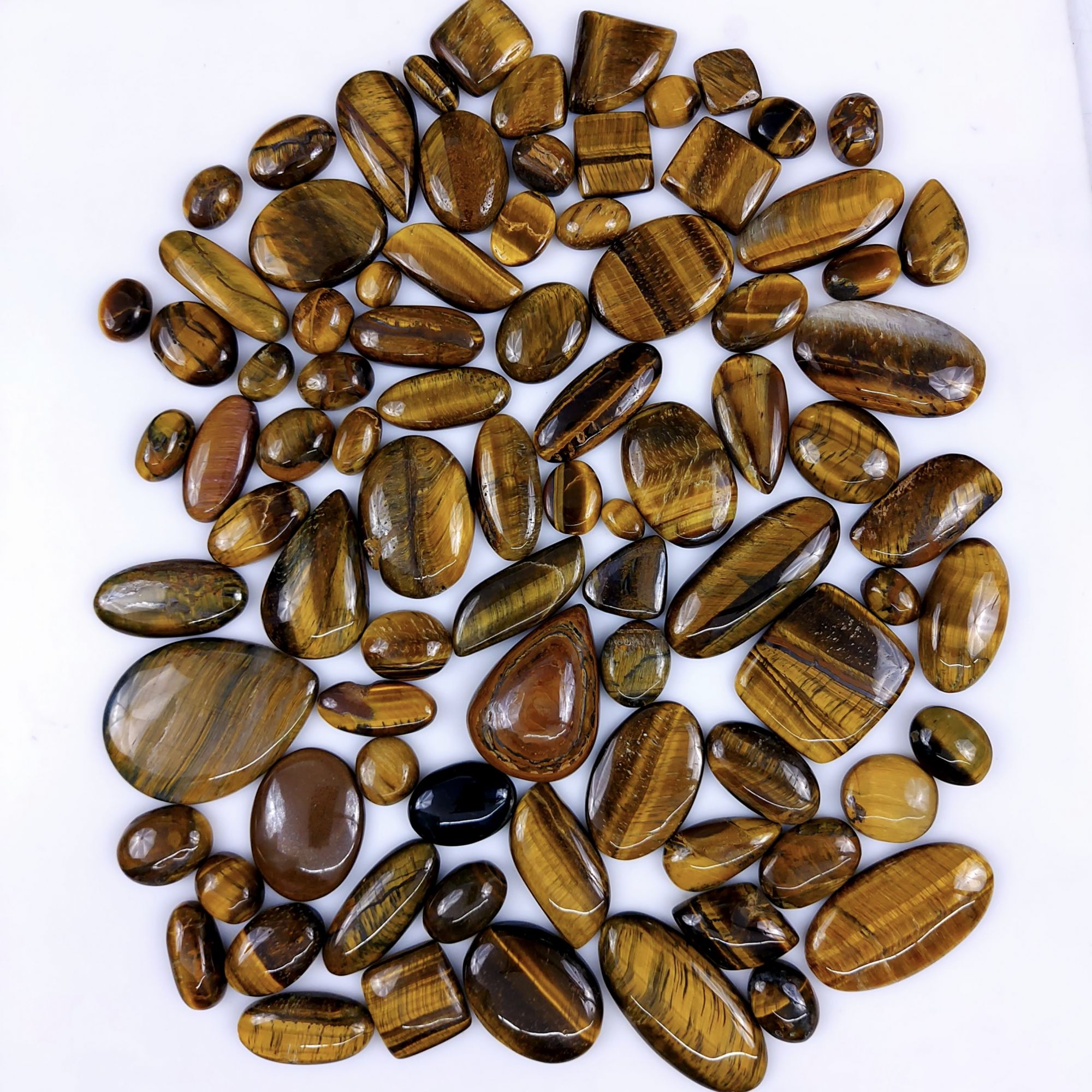 85Pcs 1587Cts Natural Tiger Eye Cabochon Loose Gemstone Tiger Eye Gemstone Smooth Both Side Polish Shiny Color Tiger Eye Gemstone 37x22 13x8mm6963