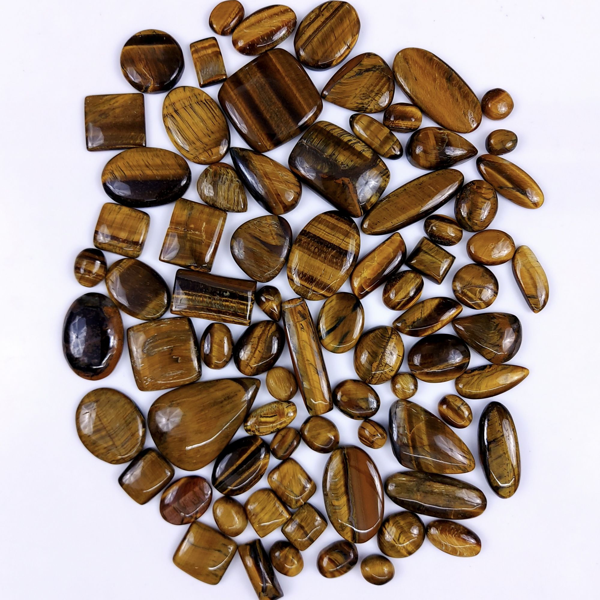 76Pcs 1655Cts Natural Tiger Eye Cabochon Loose Gemstone Tiger Eye Gemstone Smooth Both Side Polish Shiny Color Tiger Eye Gemstone 37x22 13x8mm6972
