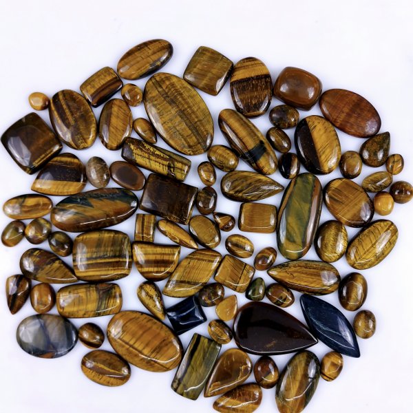 79Pcs 1659Cts Natural Tiger Eye Cabochon Loose Gemstone Tiger Eye Gemstone Smooth Both Side Polish Shiny Color Tiger Eye Gemstone 37x22 13x8mm#6973