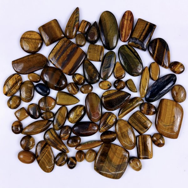68Pcs 1481Cts Natural Tiger Eye Cabochon Loose Gemstone Tiger Eye Gemstone Smooth Both Side Polish Shiny Color Tiger Eye Gemstone 37x22 13x8mm#6978