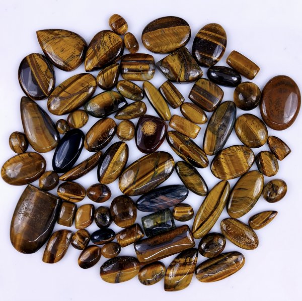 69Pcs 1448Cts Natural Tiger Eye Cabochon Loose Gemstone Tiger Eye Gemstone Smooth Both Side Polish Shiny Color Tiger Eye Gemstone 37x22 13x8mm#6979