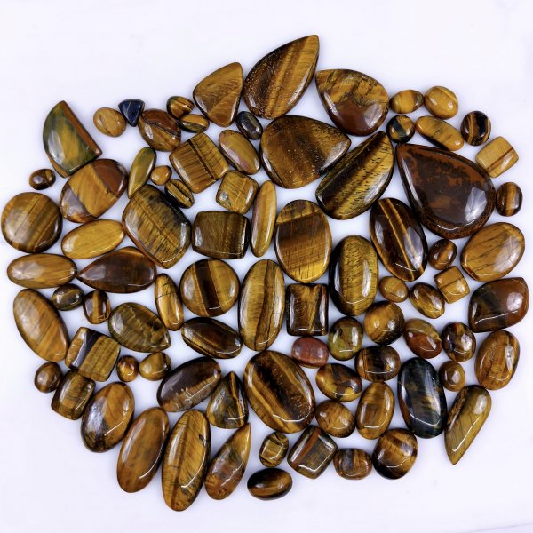 83Pcs 1726Cts Natural Tiger Eye Cabochon Loose Gemstone Tiger Eye Gemstone Smooth Both Side Polish Shiny Color Tiger Eye Gemstone 37x22 13x8mm#6983