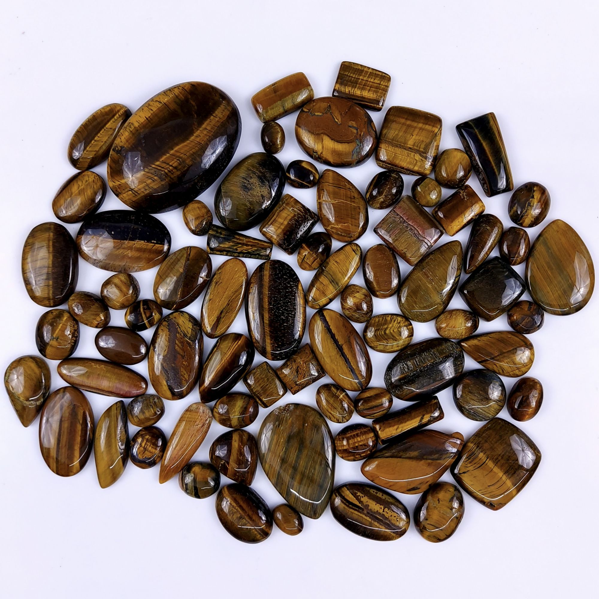 73Pcs 1636Cts Natural Tiger Eye Cabochon Loose Gemstone Tiger Eye Gemstone Smooth Both Side Polish Shiny Color Tiger Eye Gemstone 37x22 13x8mm6986