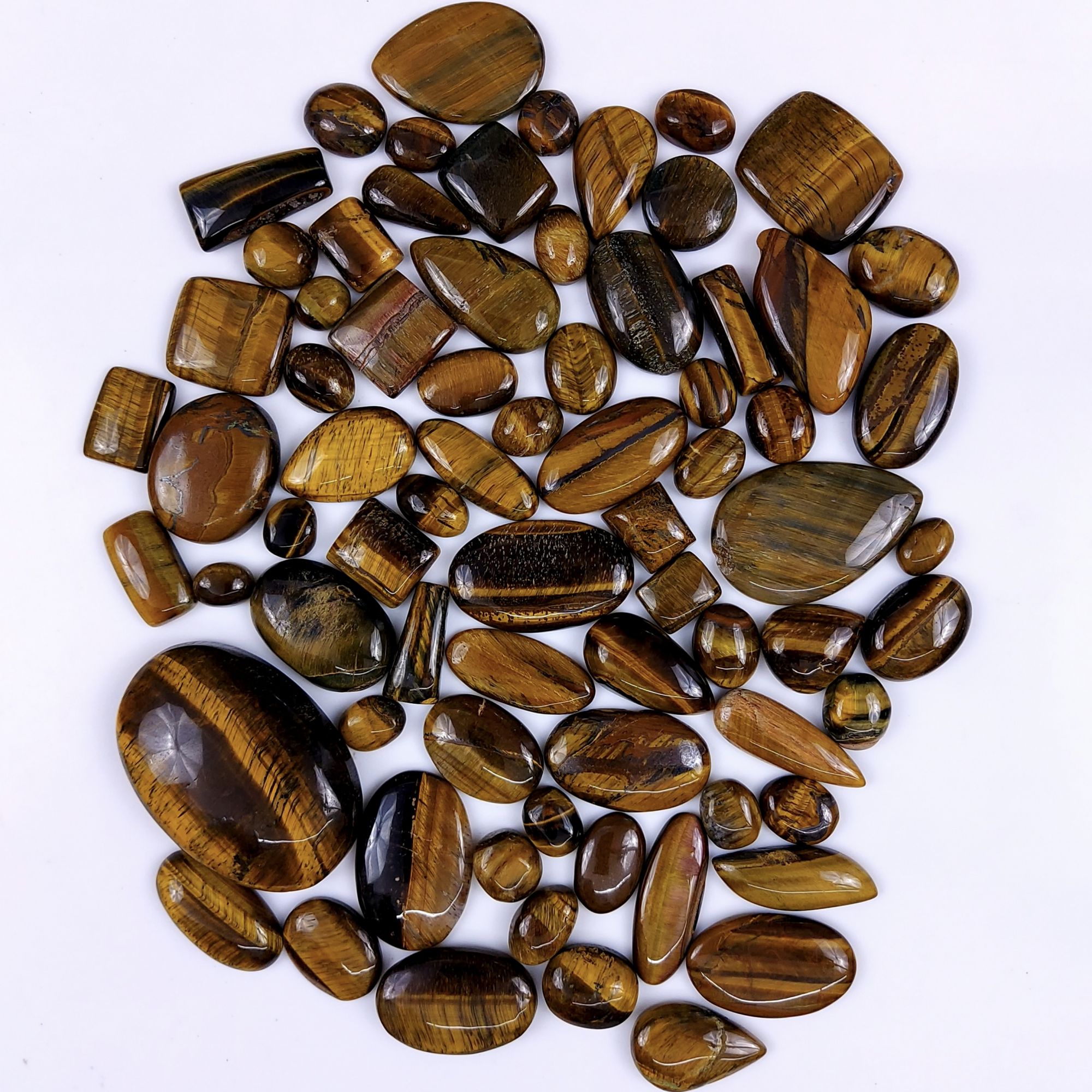 73Pcs 1636Cts Natural Tiger Eye Cabochon Loose Gemstone Tiger Eye Gemstone Smooth Both Side Polish Shiny Color Tiger Eye Gemstone 37x22 13x8mm6986