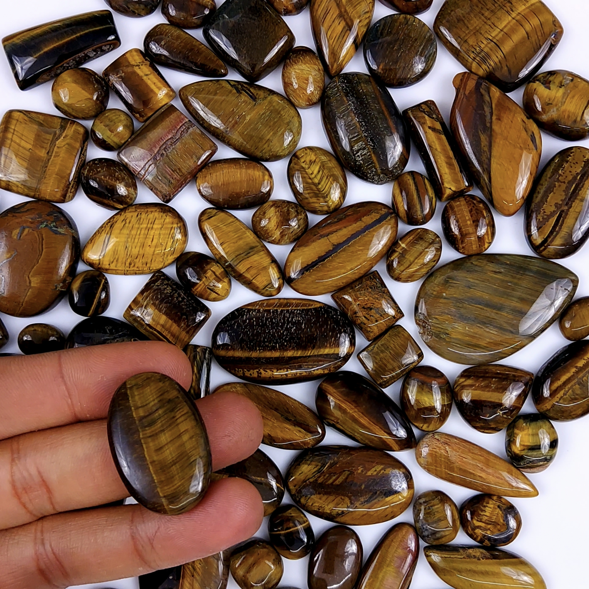73Pcs 1636Cts Natural Tiger Eye Cabochon Loose Gemstone Tiger Eye Gemstone Smooth Both Side Polish Shiny Color Tiger Eye Gemstone 37x22 13x8mm6986