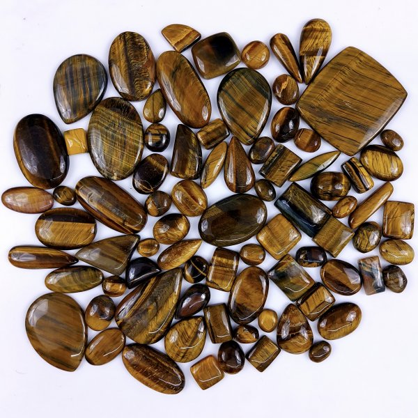 82Pcs 1639Cts Natural Tiger Eye Cabochon Loose Gemstone Tiger Eye Gemstone Smooth Both Side Polish Shiny Color Tiger Eye Gemstone 37x22 13x8mm#6998