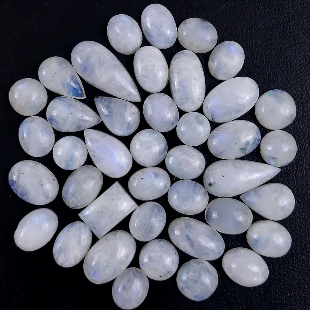 39Pcs 273Cts Natural Rainbow Cabochon Gemstone For Jewelry Making Crystal Cabochon Semi-Precious Rainbow Moonstone Flat Back Gemstone Lot 23x9 7x7mm#700