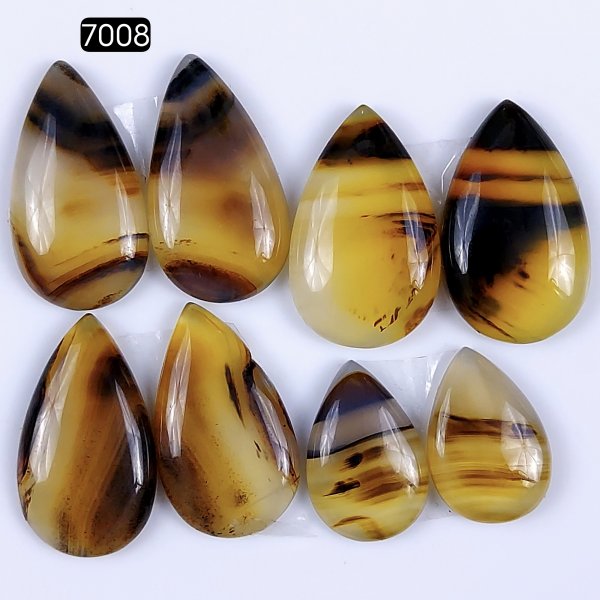 4Pairs 96Cts Natural montana agate cabochon for Jewelry Making Montana Agate Earring Pair Semi-Precious Gemstone 28x14 20x14mm#R-7008