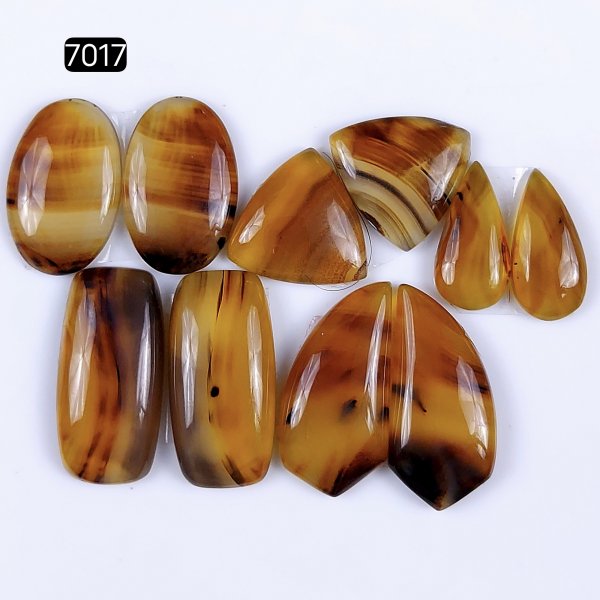 5Pairs 103Cts Natural montana agate cabochon for Jewelry Making Montana Agate Earring Pair Semi-Precious Gemstone 26x14 16x12mm#R-7017