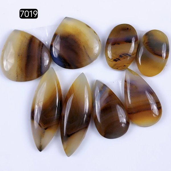 4Pairs 96Cts Natural montana agate cabochon for Jewelry Making Montana Agate Earring Pair Semi-Precious Gemstone 34x12 20x12mm#R-7019
