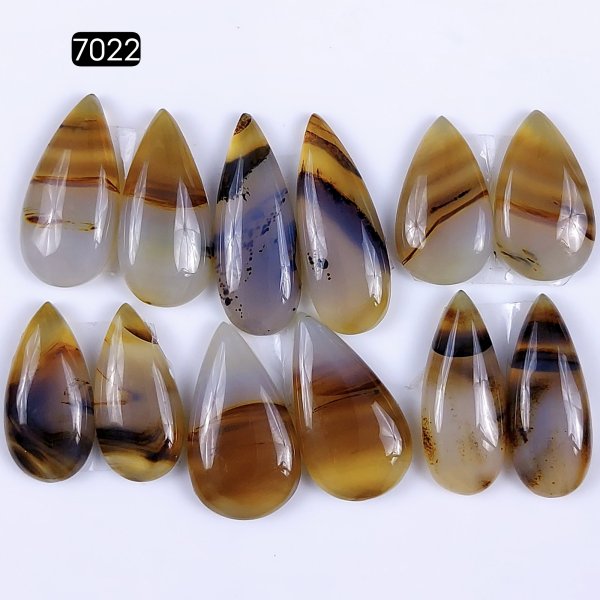 6Pairs 109Cts Natural montana agate cabochon for Jewelry Making Montana Agate Earring Pair Semi-Precious Gemstone 28x10 22x14mm#R-7022