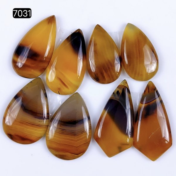 4Pairs 95Cts Natural montana agate cabochon for Jewelry Making Montana Agate Earring Pair Semi-Precious Gemstone 30x15 22x14mm#R-7031