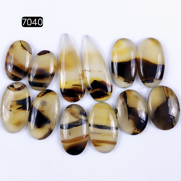 6Pairs 140Cts Natural montana agate cabochon for Jewelry Making Montana Agate Earring Pair Semi-Precious Gemstone 35x12 22x12mm#R-7040