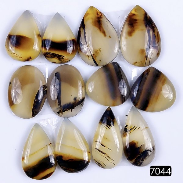 6Pairs 96Cts Natural montana agate cabochon for Jewelry Making Montana Agate Earring Pair Semi-Precious Gemstone 22x12 18x12mm#R-7044