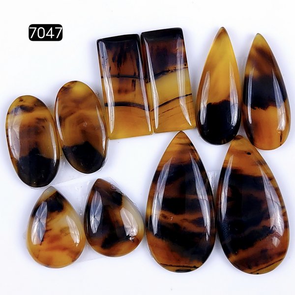 5Pairs 103Cts Natural montana agate cabochon for Jewelry Making Montana Agate Earring Pair Semi-Precious Gemstone 34x16 18x14mm#R-7047