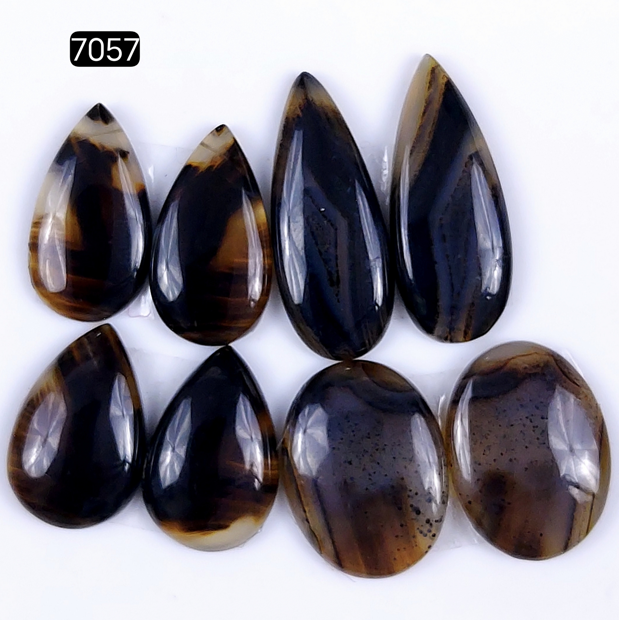 4Pairs 84Cts Natural montana agate cabochon for Jewelry Making Montana Agate Earring Pair Semi-Precious Gemstone 30x12 22x14mmR-7057