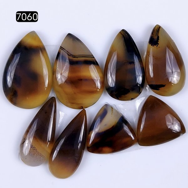 4Pairs 85Cts Natural montana agate cabochon for Jewelry Making Montana Agate Earring Pair Semi-Precious Gemstone 27x17 17x17mm#R-7060