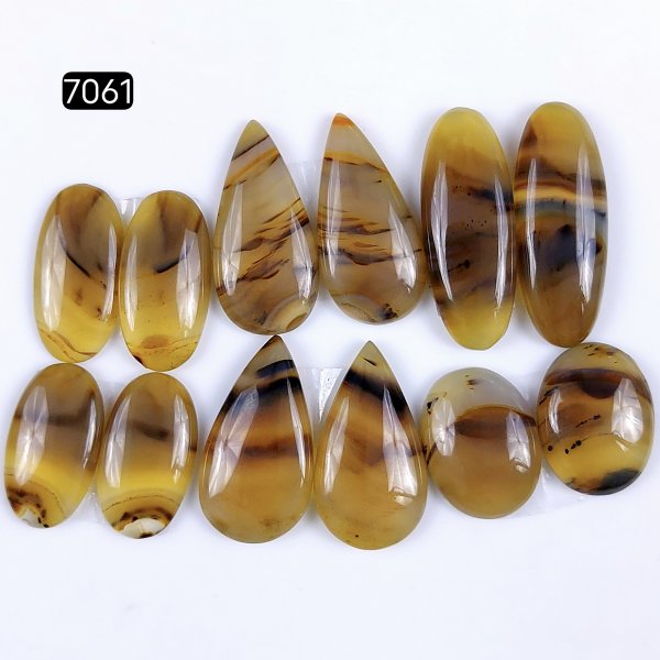 6Pairs 131Cts Natural montana agate cabochon for Jewelry Making Montana Agate Earring Pair Semi-Precious Gemstone 32x12 20x14mm#R-7061