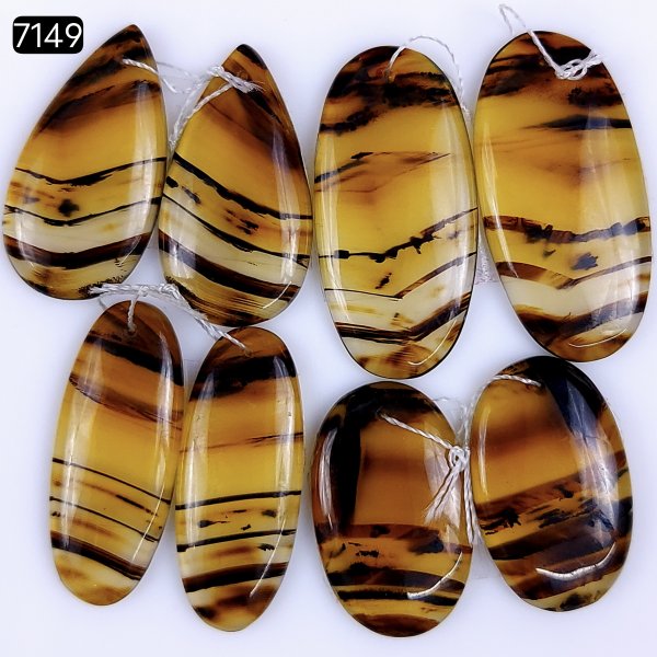 4Pairs 117Cts Natural Montana agate cabochon Pair Lot For Gemstone Earrings 35X18 27X16mm#7149