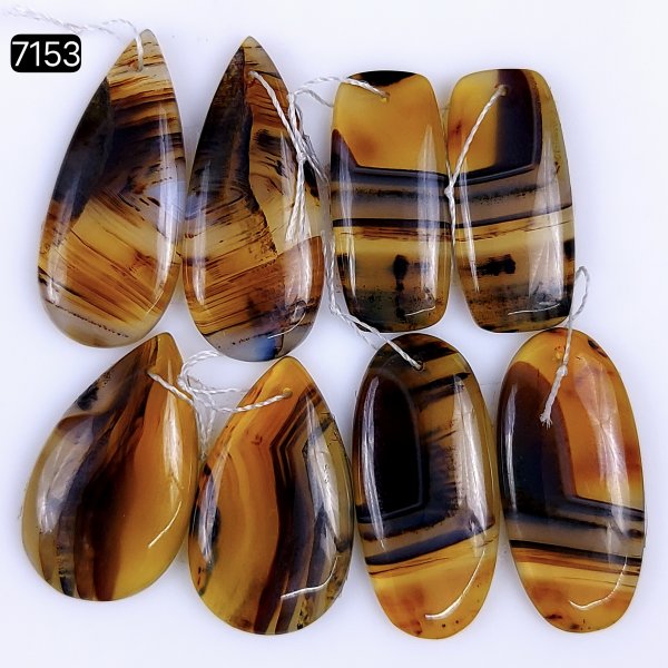 4Pairs 112Cts Natural Montana agate cabochon Pair Lot For Gemstone Earrings 34X15 27X12mm#7153