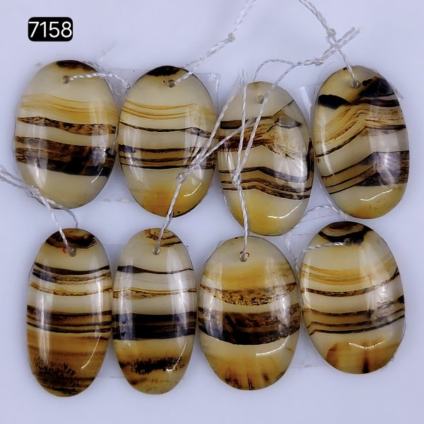 4Pairs 65Cts Natural Montana agate cabochon Pair Lot For Gemstone Earrings 24X12 20X15mm#7158