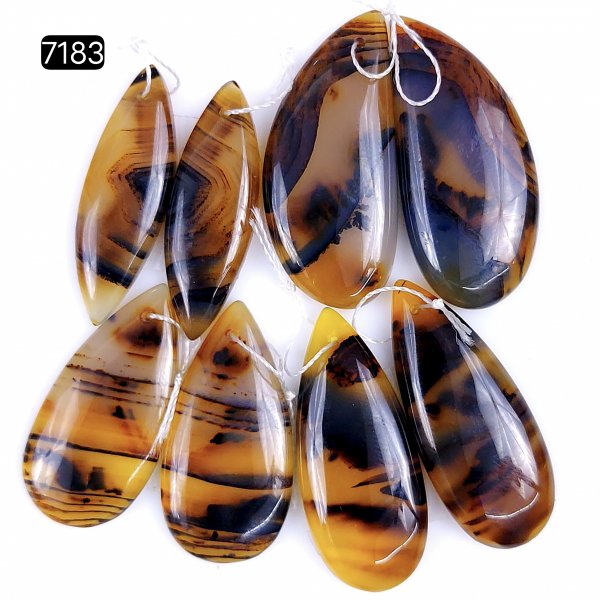 4Pairs 118Cts Natural Montana agate cabochon Pair Lot For Gemstone Earrings 34x13 28x14mm#7183