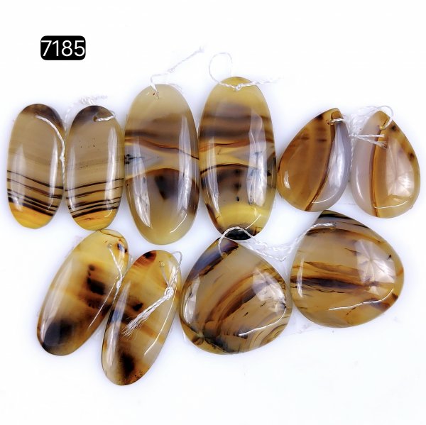 5Pairs 135Cts Natural Montana agate cabochon Pair Lot For Gemstone Earrings 31x14 20x12mm#7185