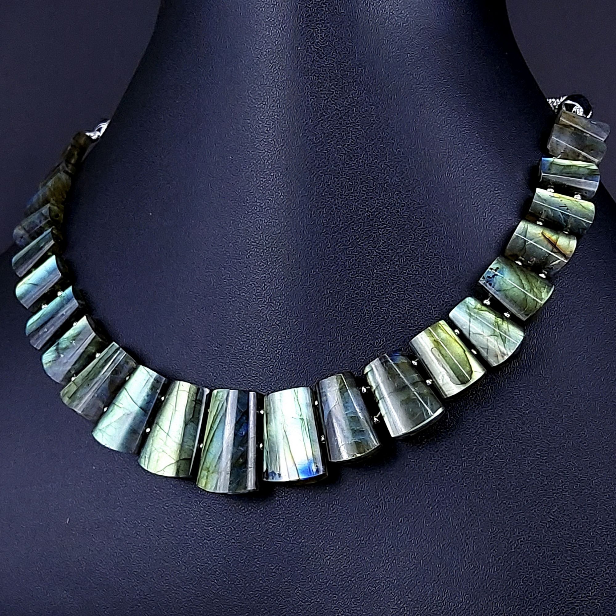270Cts Natural Labradorite choker necklaceLabradorite Necklace Smooth Fancy Side Drill LayoutLabradorite semi-precious Gemstone Briolette Strand G-1891